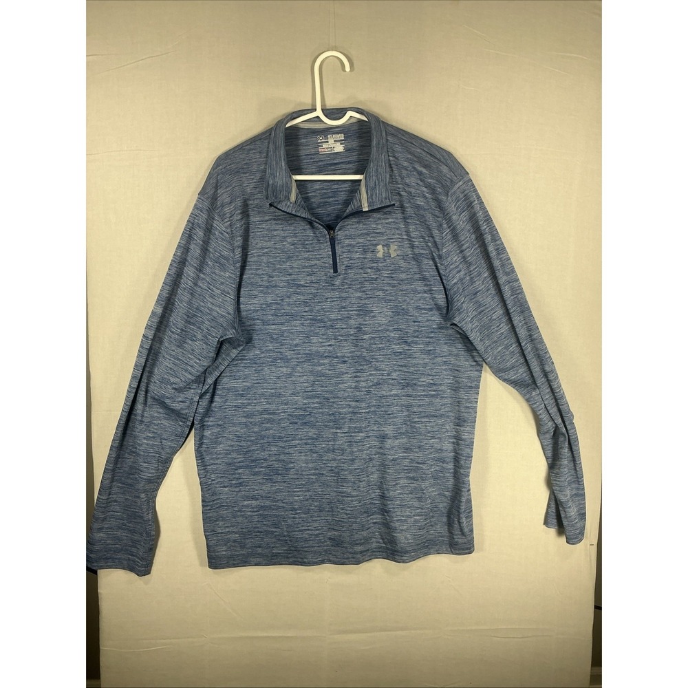 Blue Under Armour Heatgear Pullover 1/2 Zip Long Sleeve Shirt Men's XXL 2XL